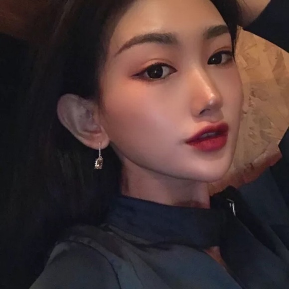 14K Gold Plated Diamond Square Dainty Earrings - Picture 2 of 3